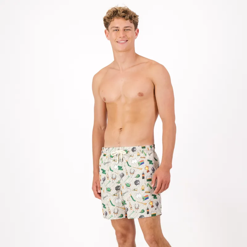 Mid-length Swim Shorts | Game Day / Milk - Image 1