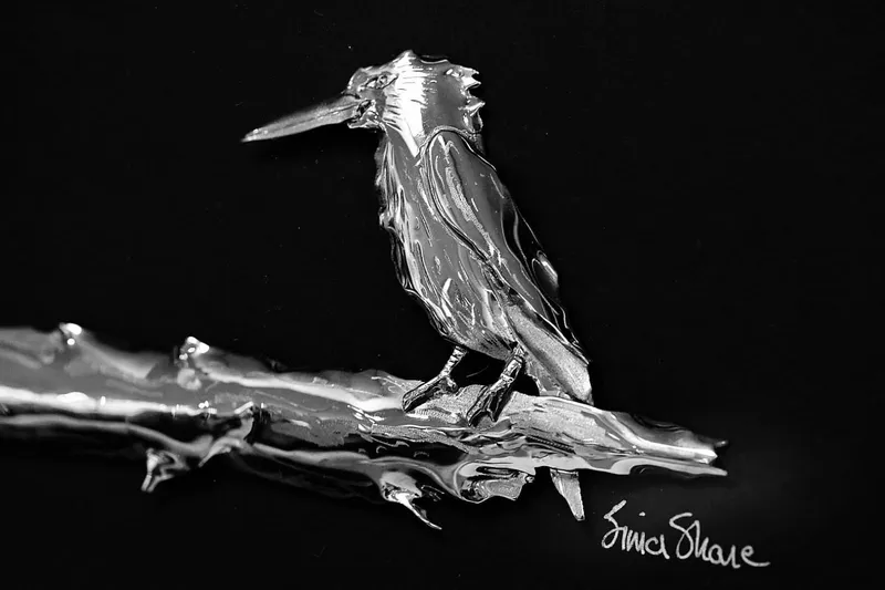 Kingfisher on Log Brass Nickel Plated - Image 2