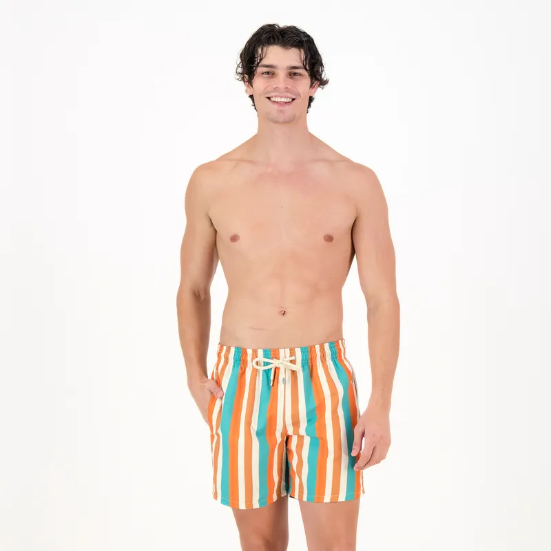 Mid-length Swim Shorts | Stripe / Tonal - Image 1