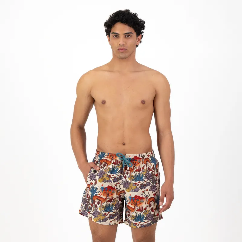 Mid-length Swim Shorts | Karoo / Cream - Image 1