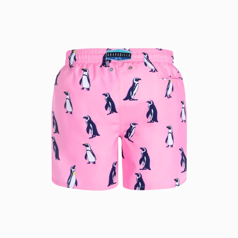 Mid-length Swim Shorts | Penguins / Pink - Image 5