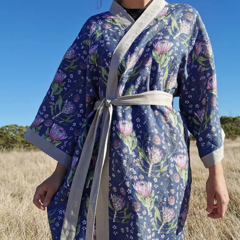 Japanese Kimono in pure linen - Image 2