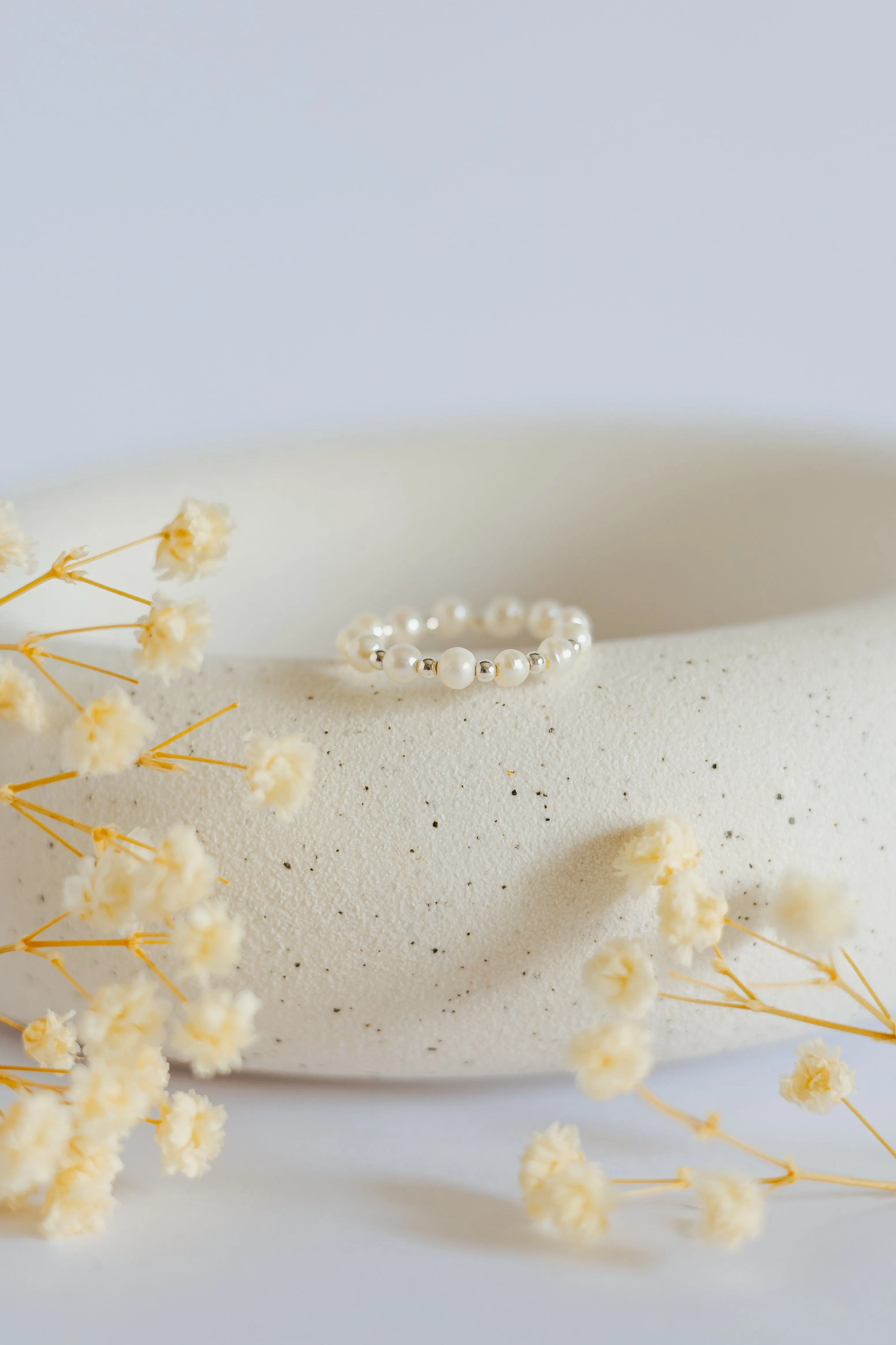 Beaded Ring with Fresh Water Pearls