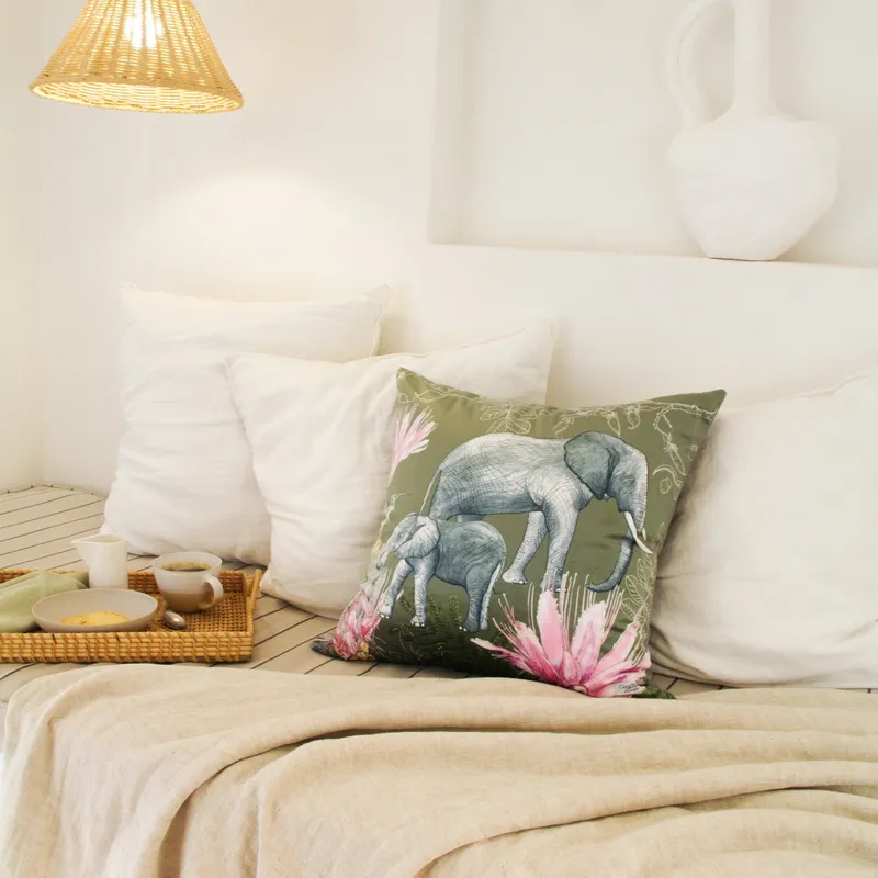 Bushveld Elegance Olive ~ Velvet Scatter Cushion Cover - Image 2