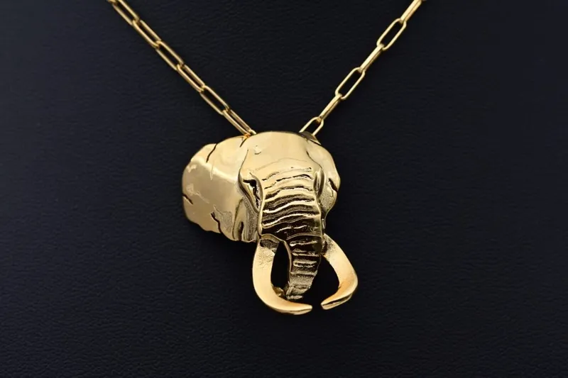 Shawu Elephant Head Pendant Silver 18ct Gold Plated - Image 1