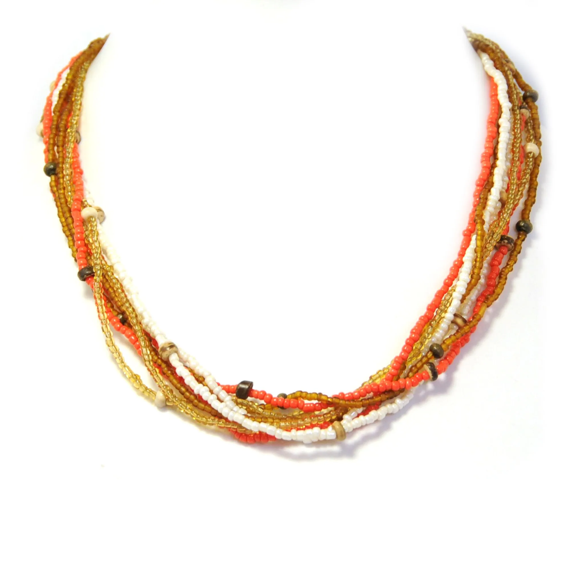 Autumn multi-strand seed beads necklace - NWE71