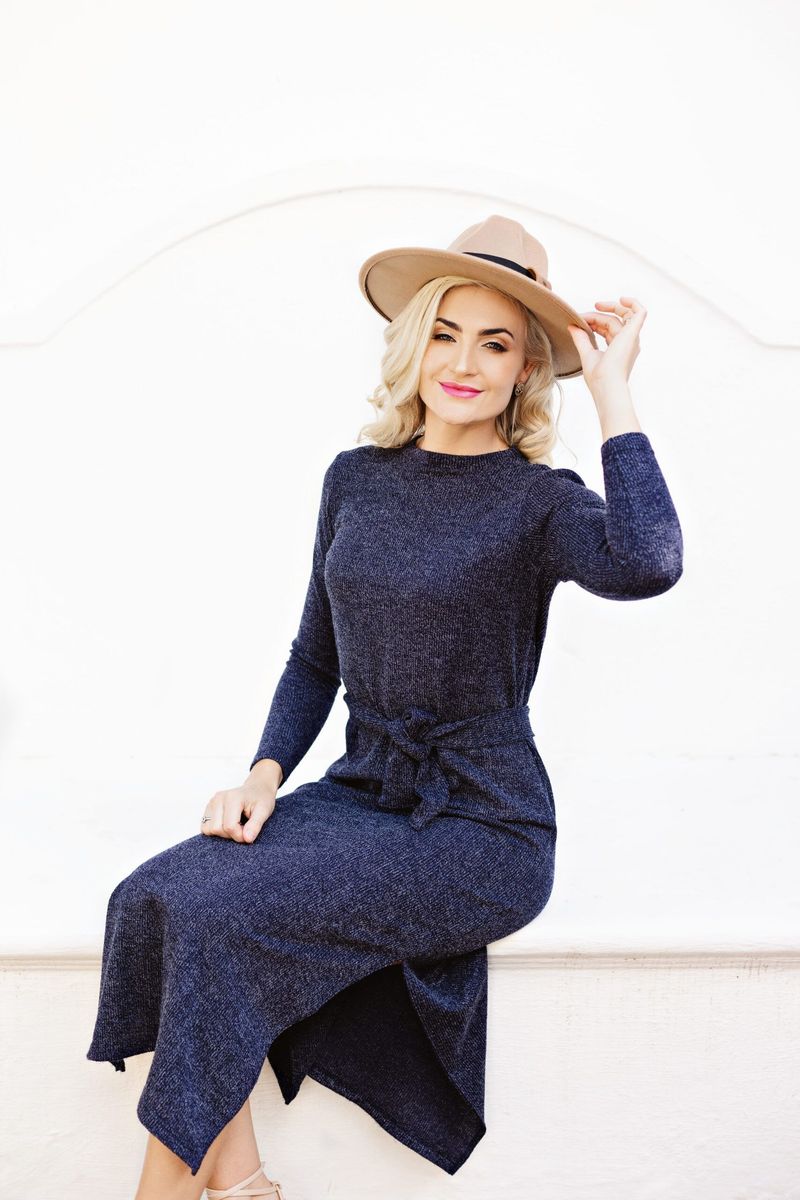Ladies Jersey Dress- Navy