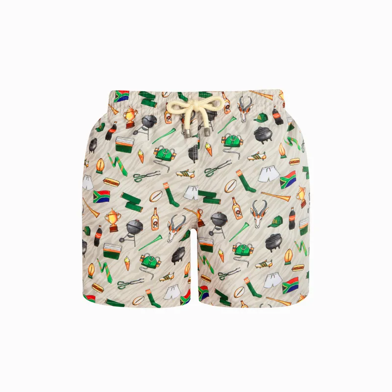 Mid-length Swim Shorts | Game Day / Milk - Image 1