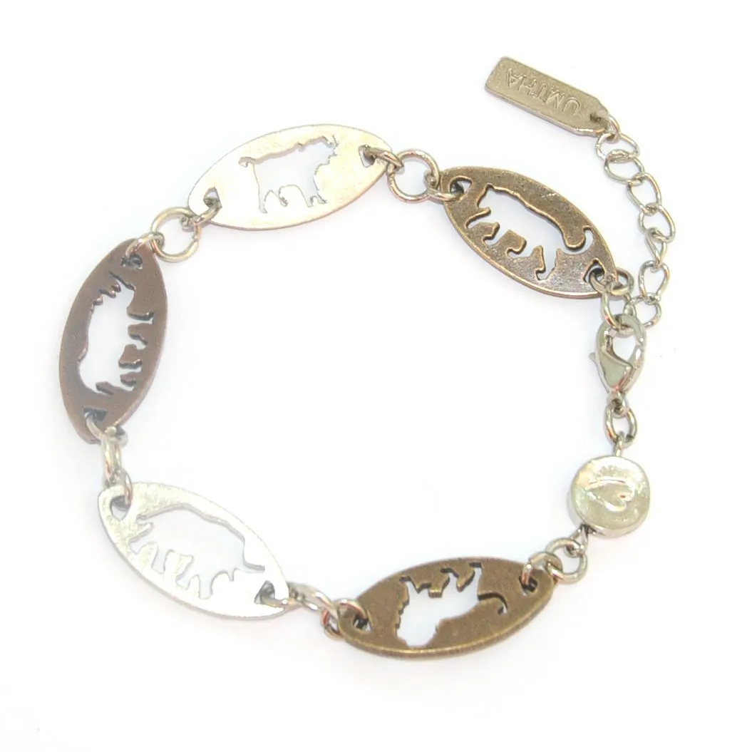 Africa’s “Big Five”. Cut-out metal silhouettes bracelet - BRLN25