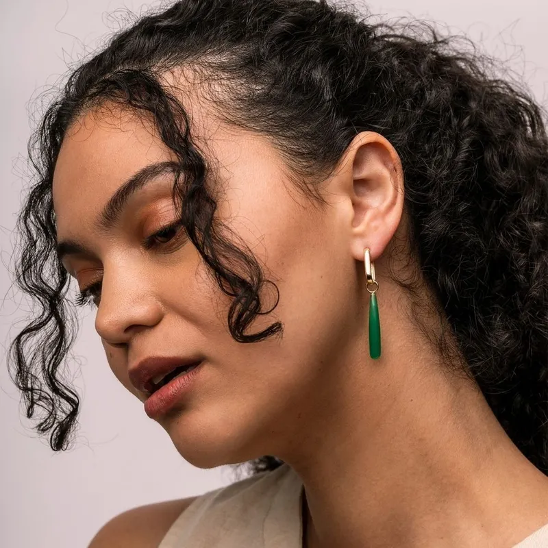 Green Onyx Drop Hoop Charm - Image 7