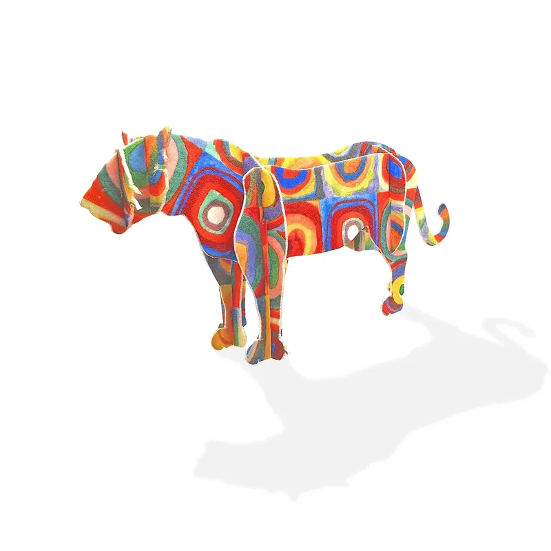 Leopard Sculpture - with Kandinsky Art Print - Image 1