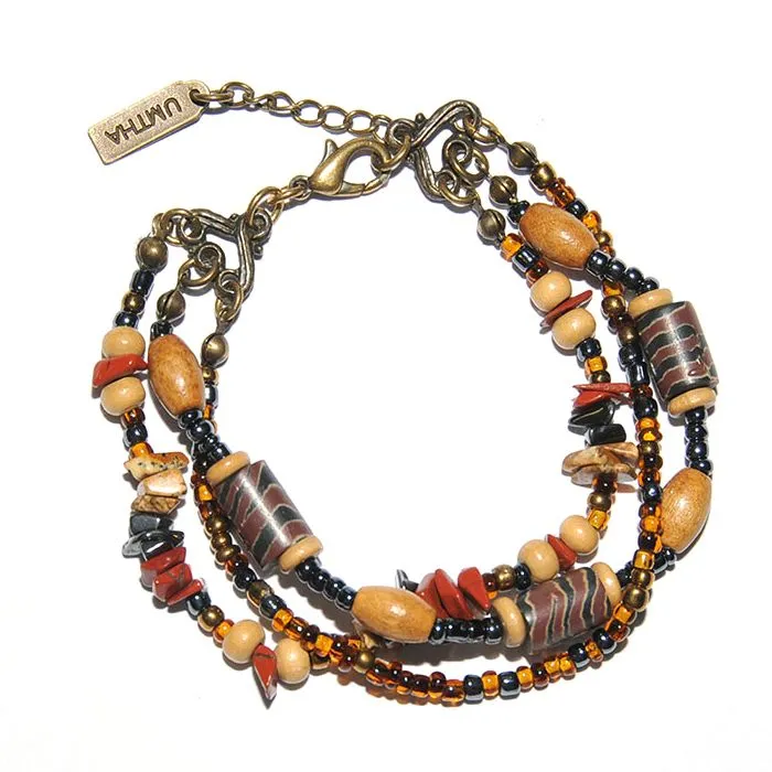 Beautiful three strand semi-precious chip bracelet - BRG01