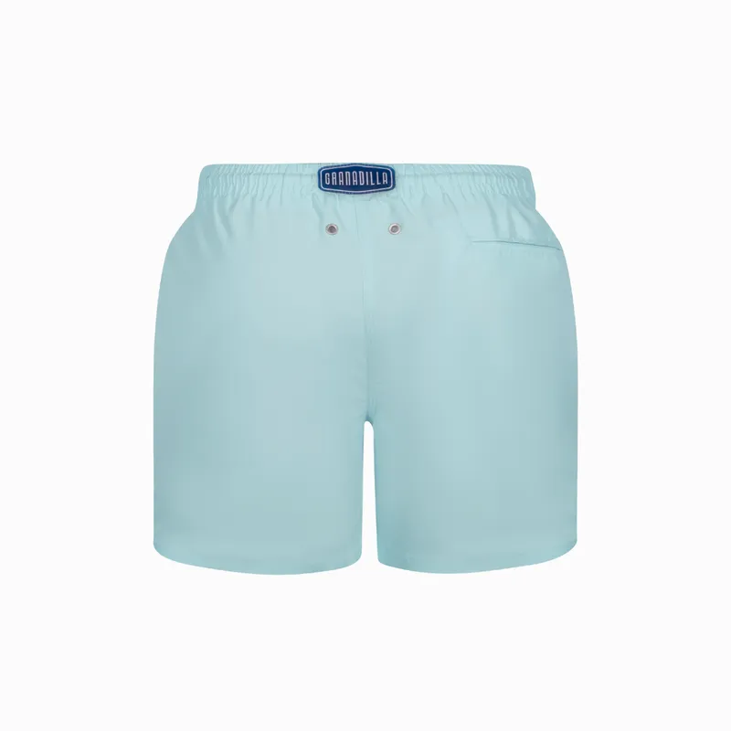 Mid-length Swim Shorts | Plain Embroidery / Blue - Image 4