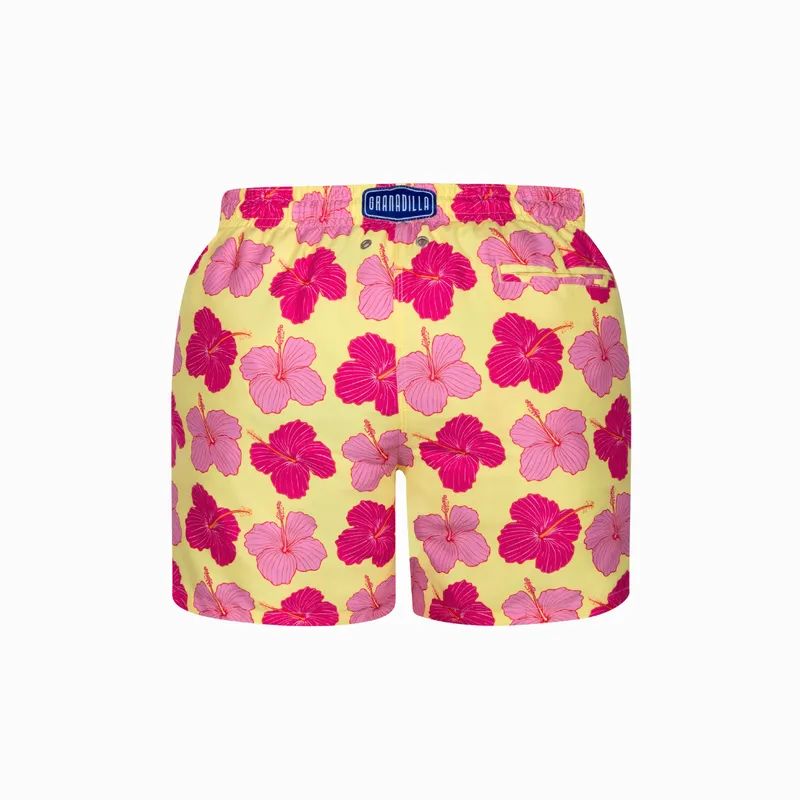 Mid-length Swim Shorts | Hibiscus / Yellow - Image 4