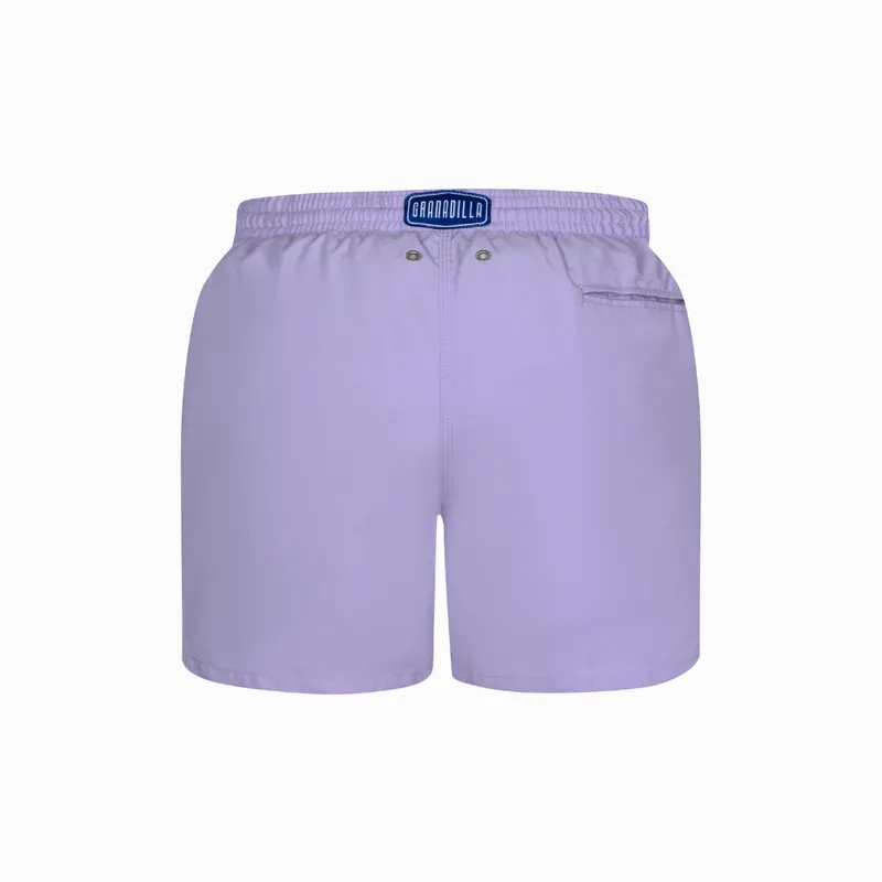 Mid-length Swim Shorts | Plain Embroidery / Lilac - Image 6