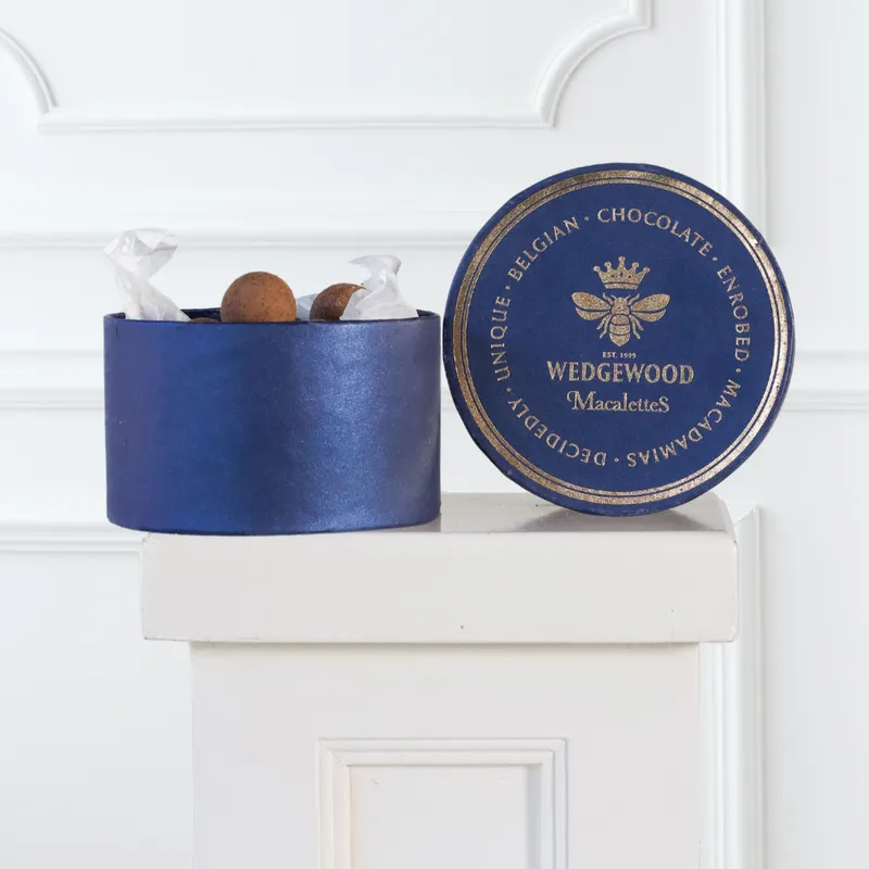 Milk Belgian Chocolate & Sea Salt Wedgewood Macalettes Hat Box - Image 1
