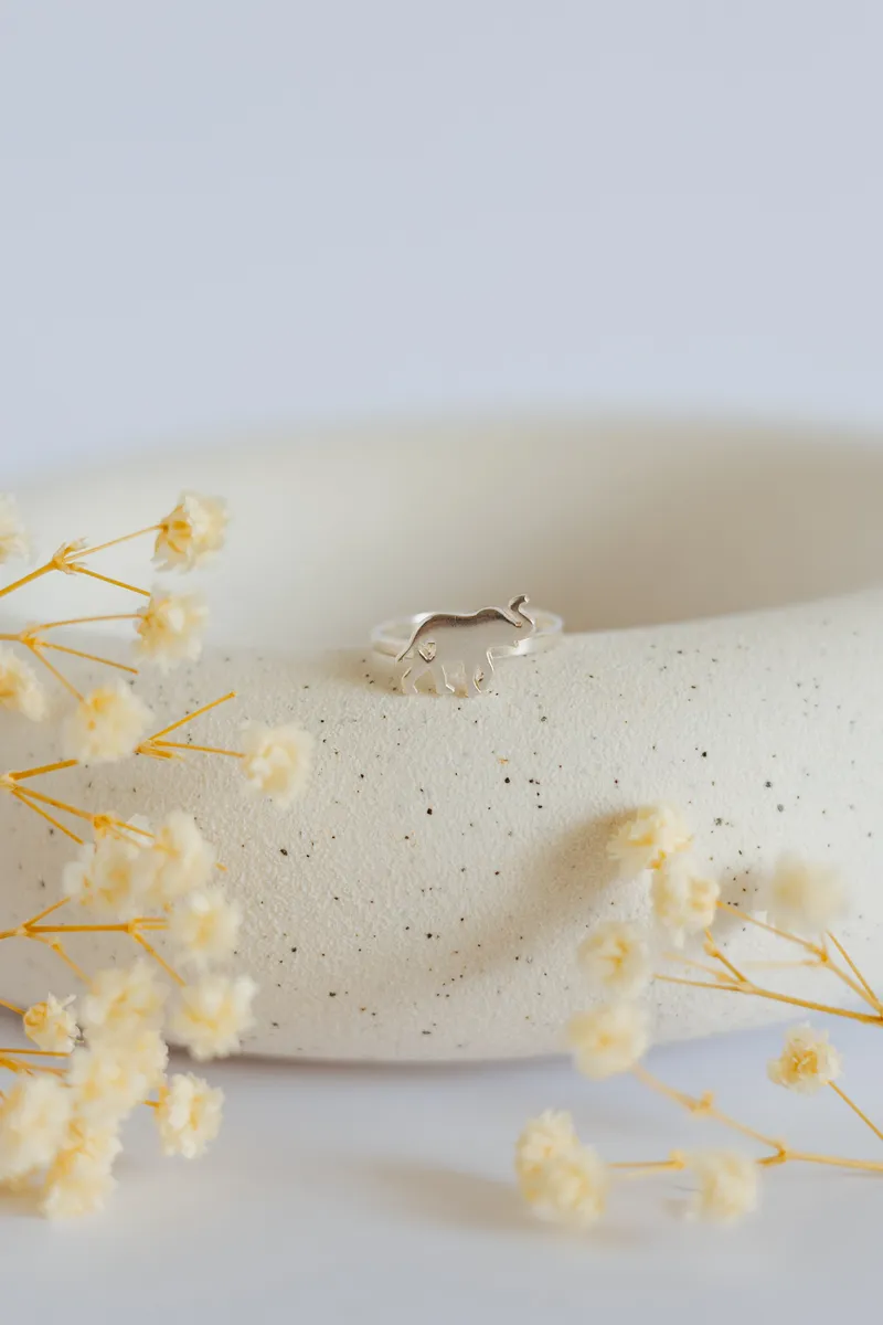 Elephant with Heart Cutout Ring - Image 1