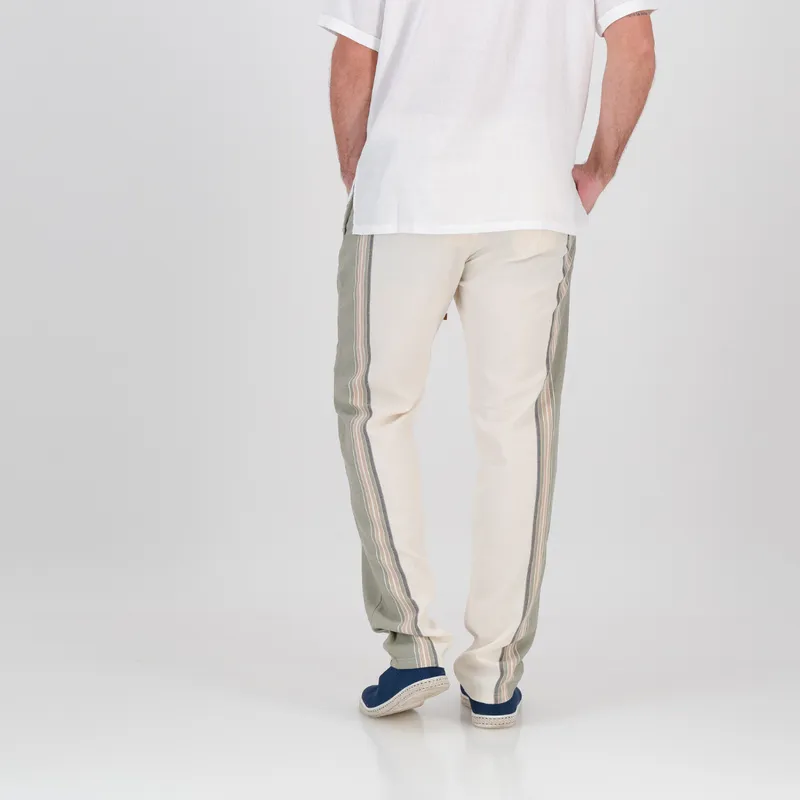 Tailored Fit Trousers - Olive & Cream - Image 2