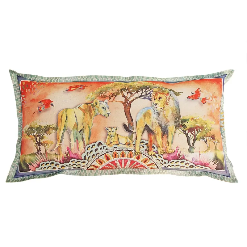 Fiesta Lion Cushion Cover, Large, Cotton-linen blend - Image 1