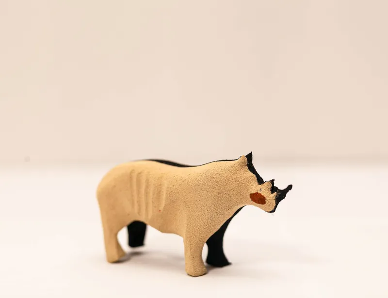 Rhino Sculpture – Mini Recycled Flip Flop Handmade Eco Art - Image 2