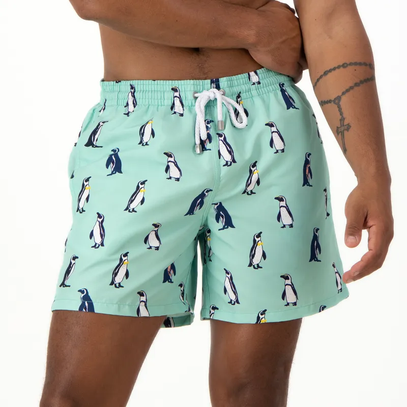 Mid-length Swim Shorts | Penguins / Mint - Image 2