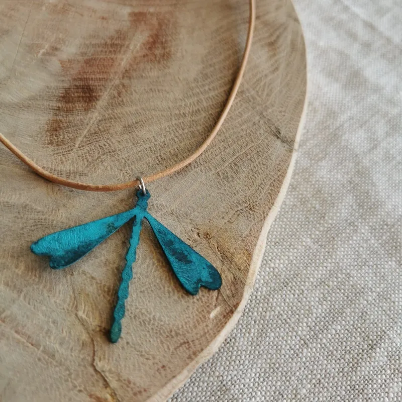 Blue Patina Copper Pendant - Image 1