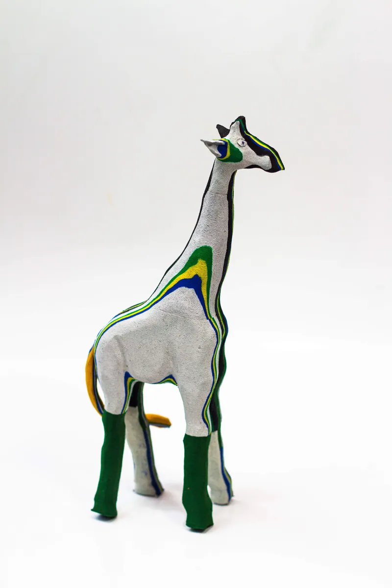 Giraffe Sculpture – Recycled Flip Flop Handmade African Art - Image 1