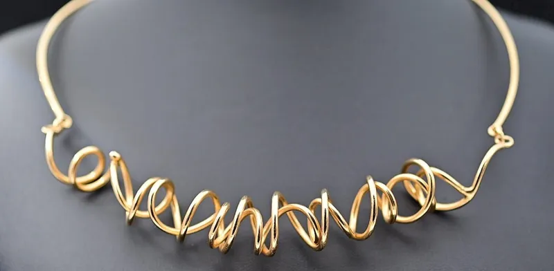 Abstract Wiry Necklace Gold Plated - Image 1