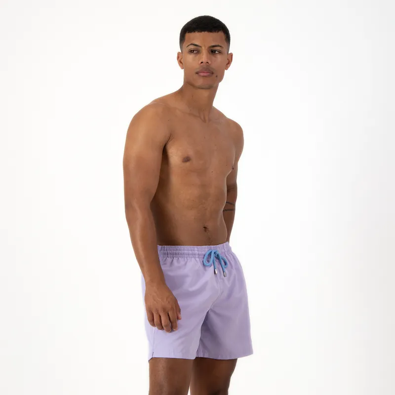 Mid-length Swim Shorts | Plain Embroidery / Lilac - Image 1