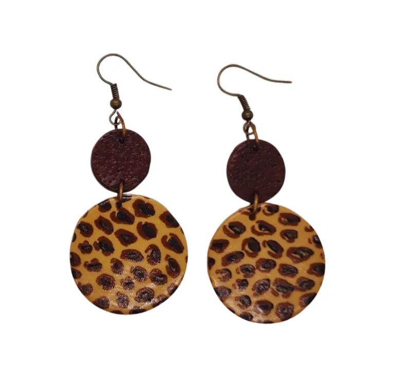 Leopard print polymer clay earrings - ERE200