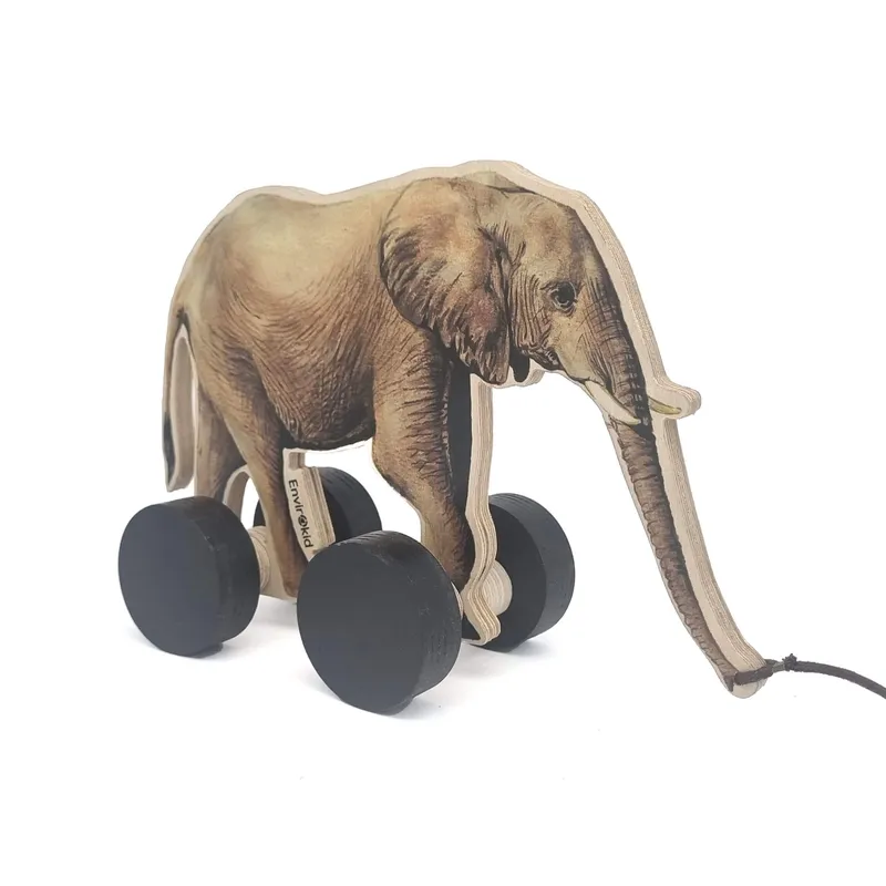Elephant Wooden Pull Toy - Image 2