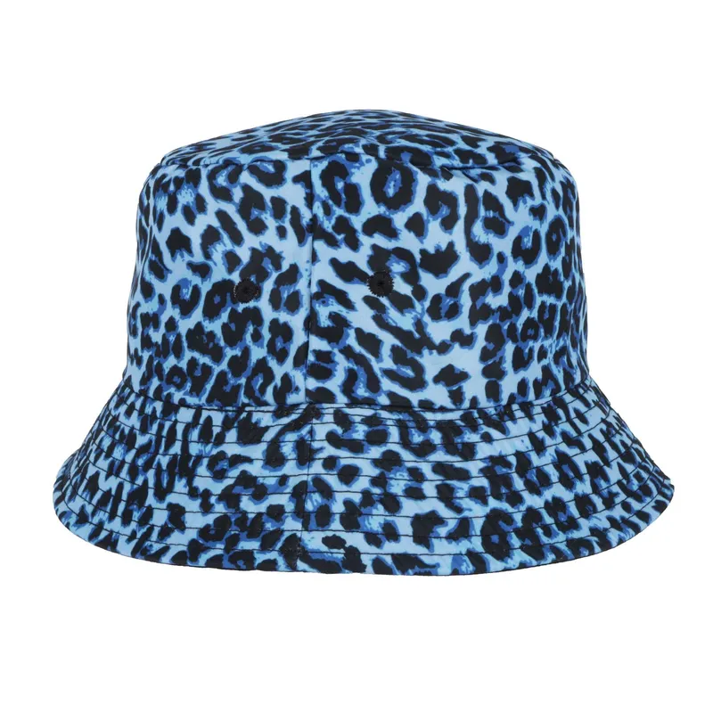 Into Africa Black Reversible Leopard Print Blue Bucket Hat - Image 2