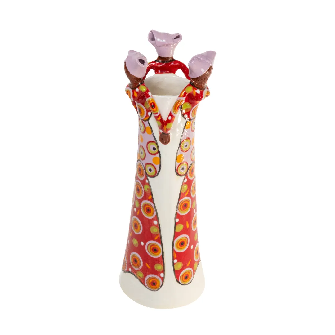 3Lady Tall Vase New Colourway: Pink, Orange & Red
