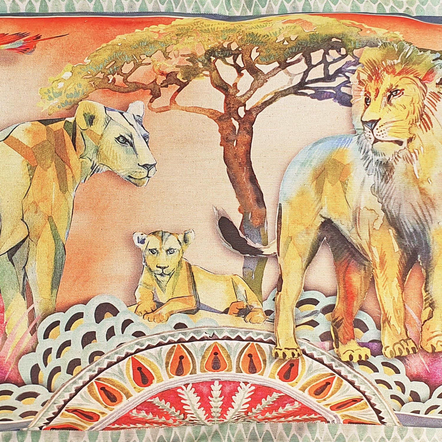 Fiesta Lion Cushion Cover, Large, Cotton-linen blend