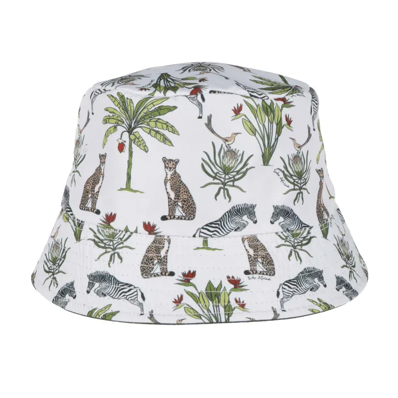 Into Africa Olive Reversible Jumping Zebra Sandtone Bucket Hat - Image 2