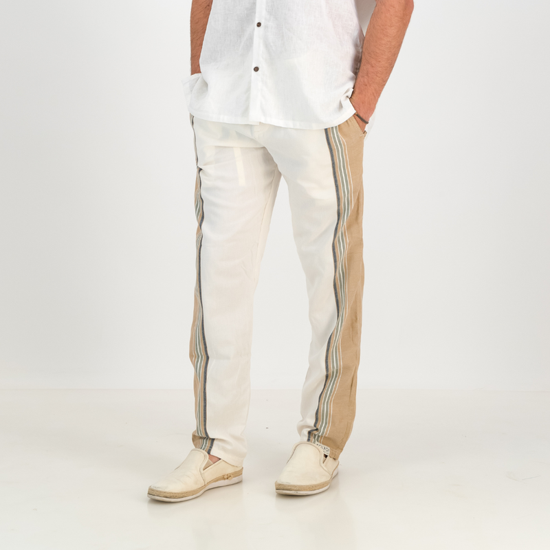 Regular Fit Trousers - Cream & Tan