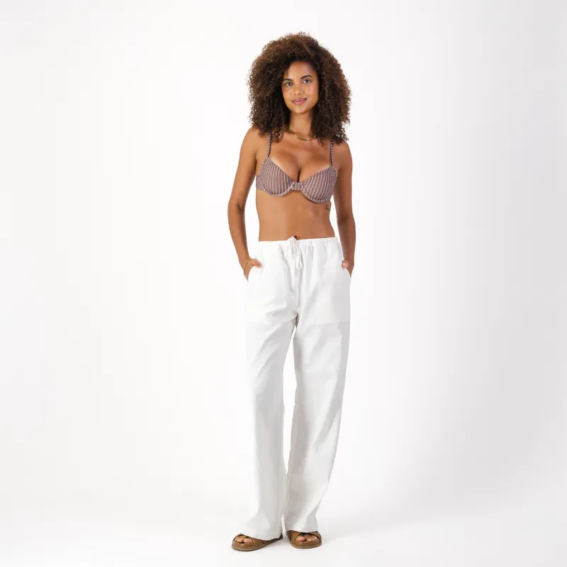 Womens Pull on Pants / Plain / White - Image 1
