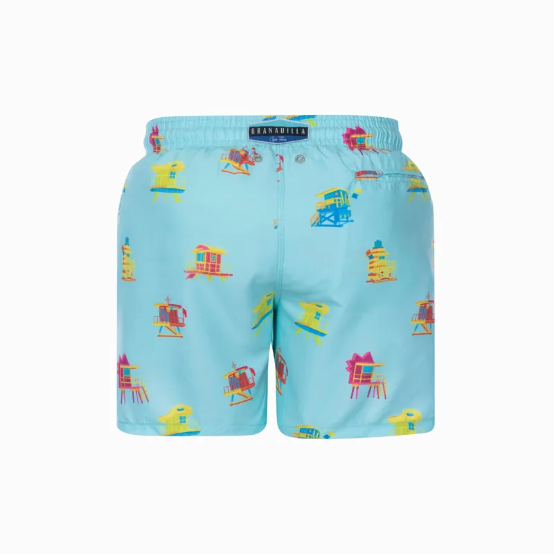 Mid-length Swim Shorts | Miami Huts / Baby Blue - Image 6