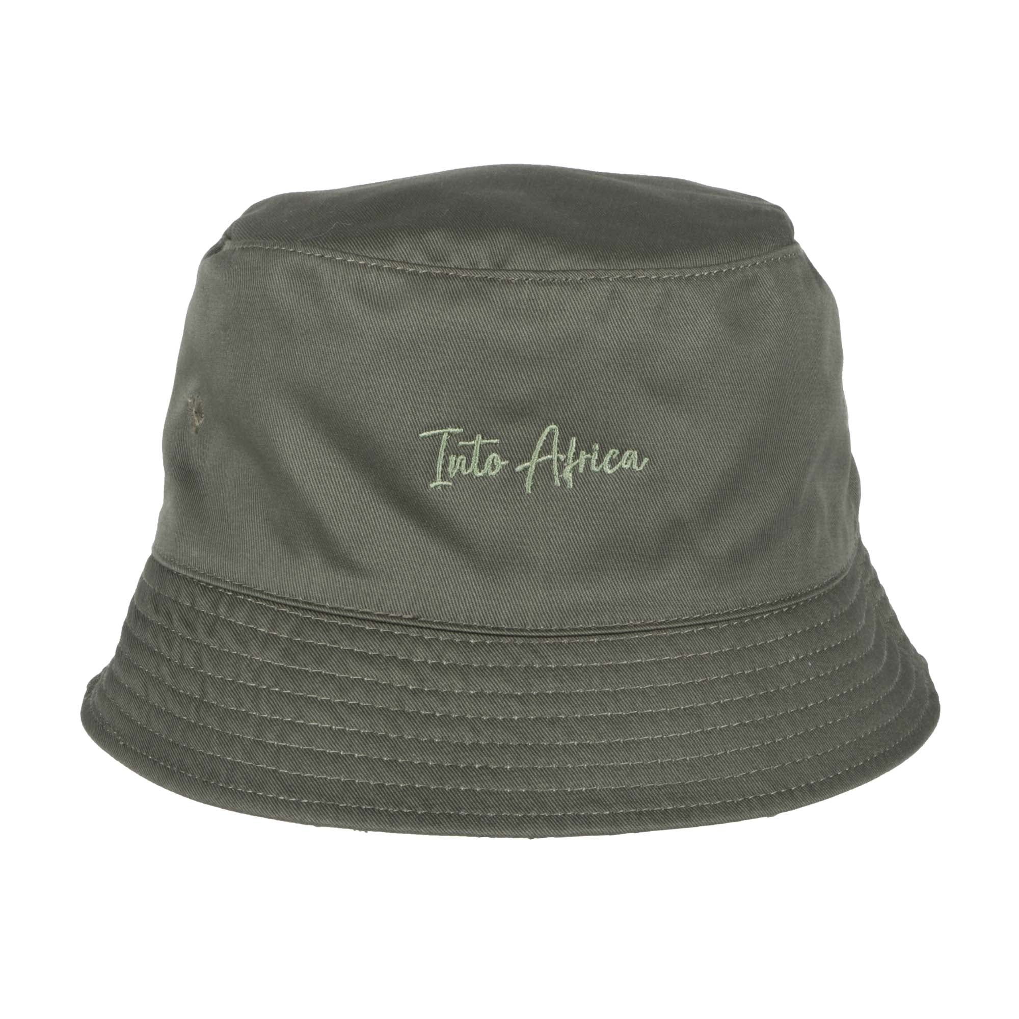 Into Africa Olive Reversible Modern Ethnic Green Bucket Hat