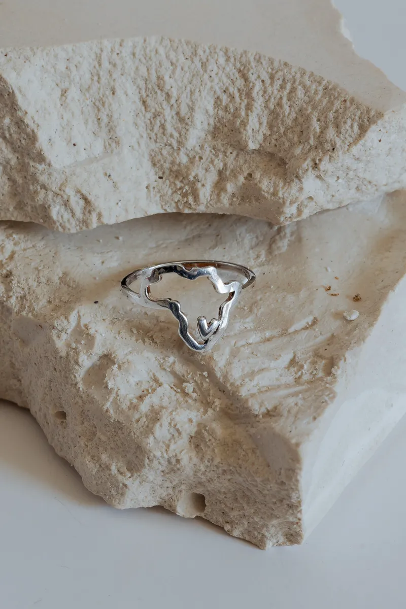 Cutout Africa Map featuring Heart Ring - Image 4