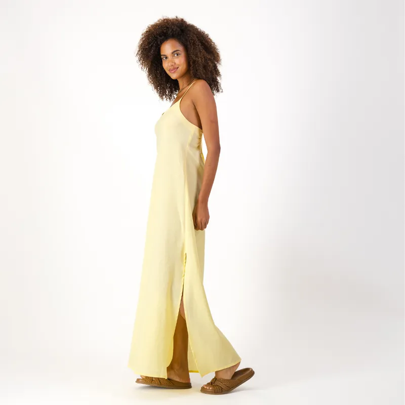 Womens Long Strappy Shift Dress / Plain / Yellow - Image 4