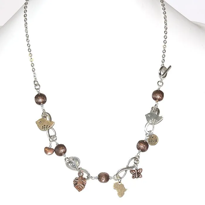 Infinity loops and charm necklace on fine chain - NWLN27