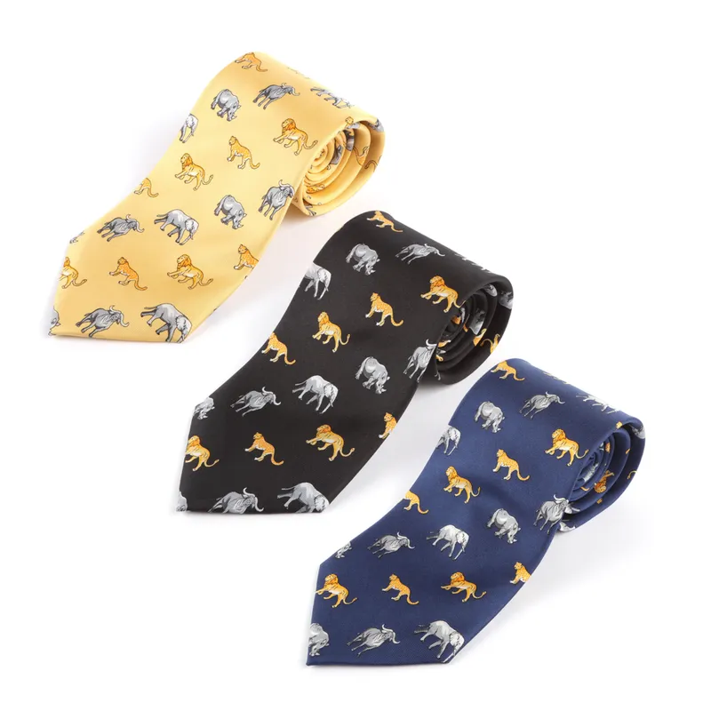 Big Five Small Animal printed Silk necktie - Image 1