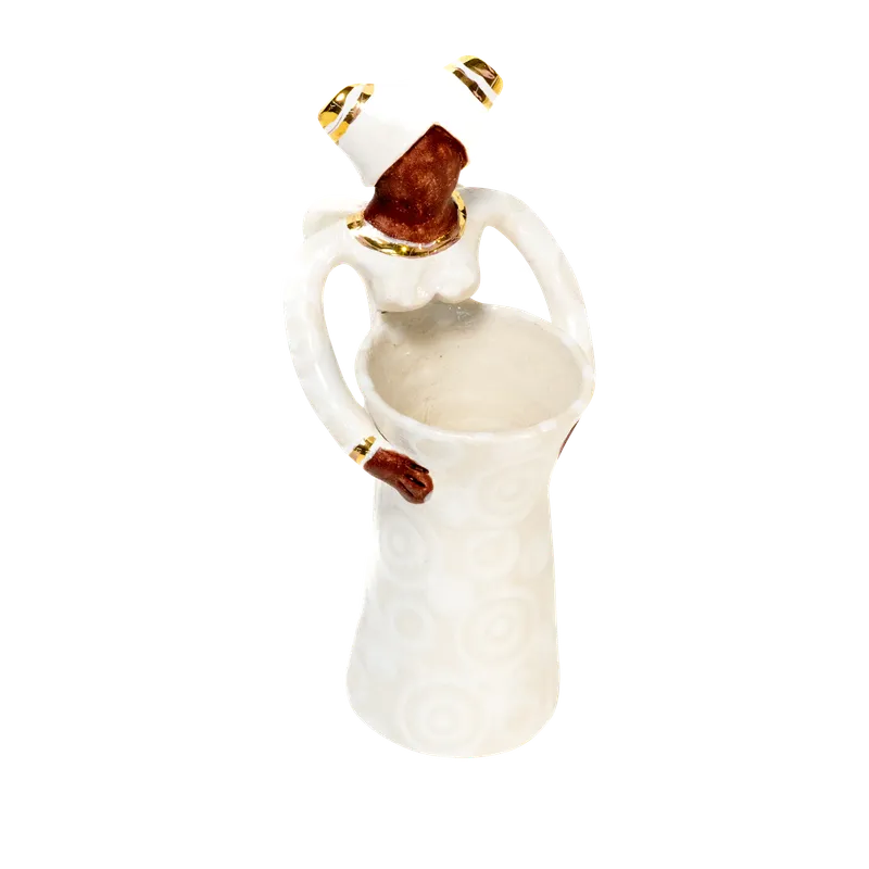 1Lady Angel Small Vase White+Gold - Image 1