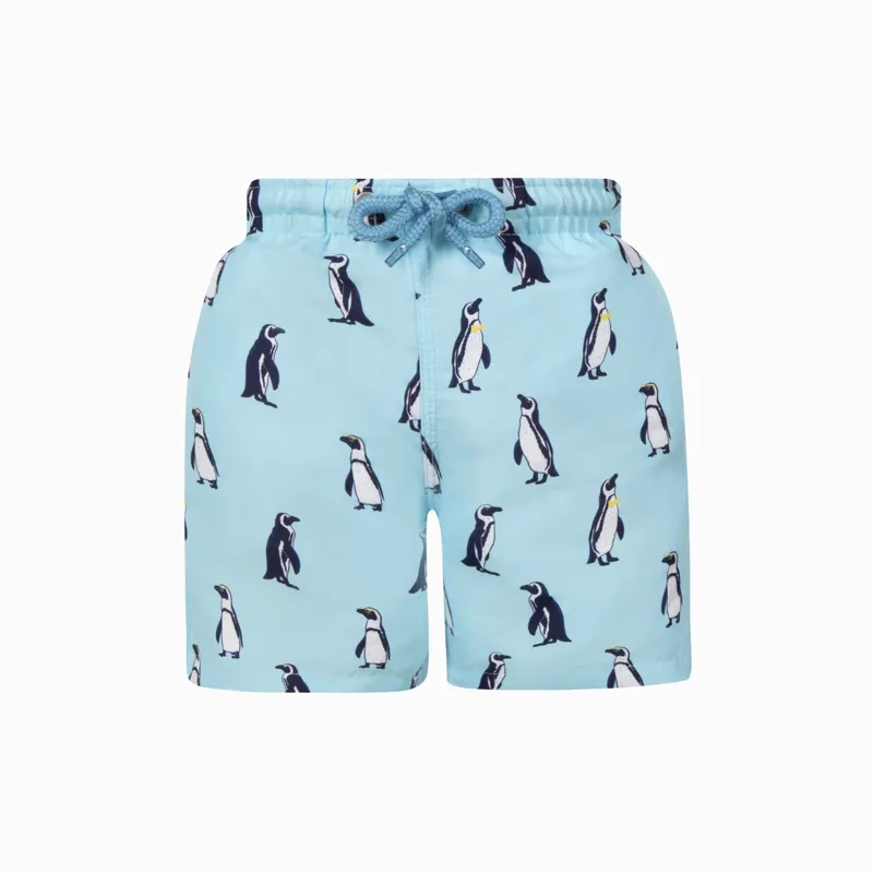 Kids Swim Shorts | Penguins / Bright Blue - Image 1