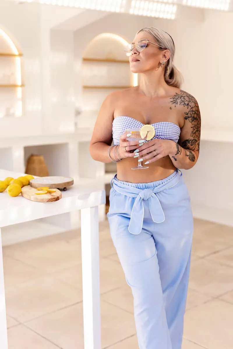 Pants-Palazzo-High Waisted-Seaside Blue - Image 1