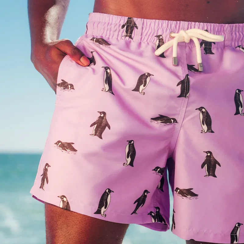 Mid-length Swim Shorts | Penguins / Lilac - Image 2