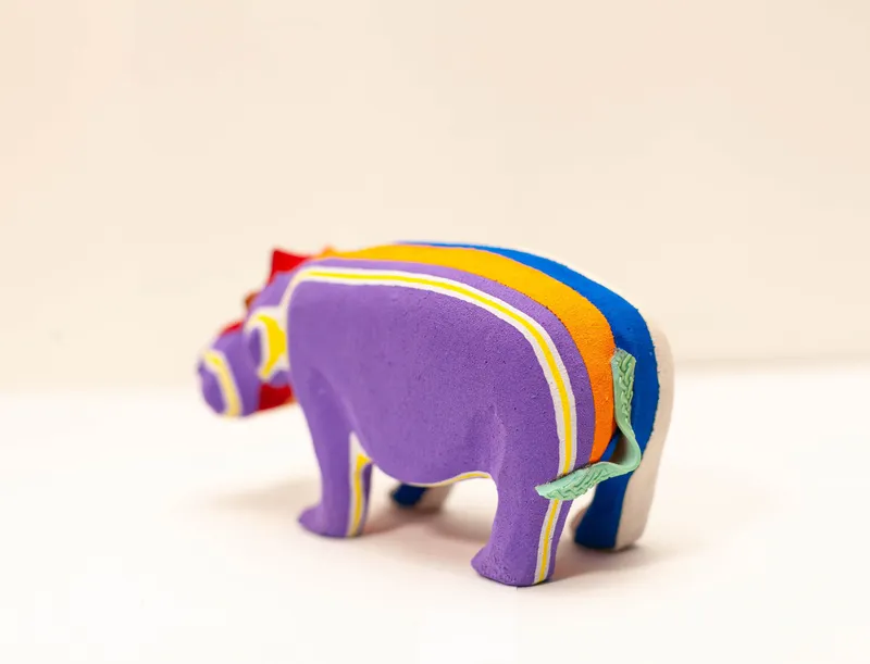 Hippo Sculpture – Mini Recycled Flip Flop Handmade Eco Art - Image 2
