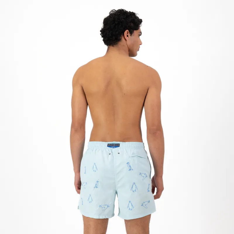 Mid-length Swim Shorts | Penguins Embroidery / Blue - Image 5