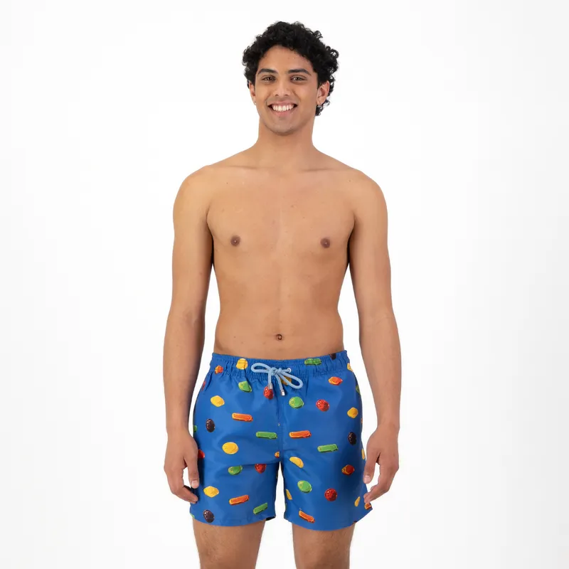 Mid-length Swim Shorts | Wine Gums / Cobalt - Image 1